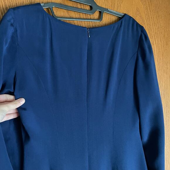 Vintage Hugo Buscati Collection 100% Silk Blue Dress Cocktail Size 8 V-Neck - Picture 9 of 9